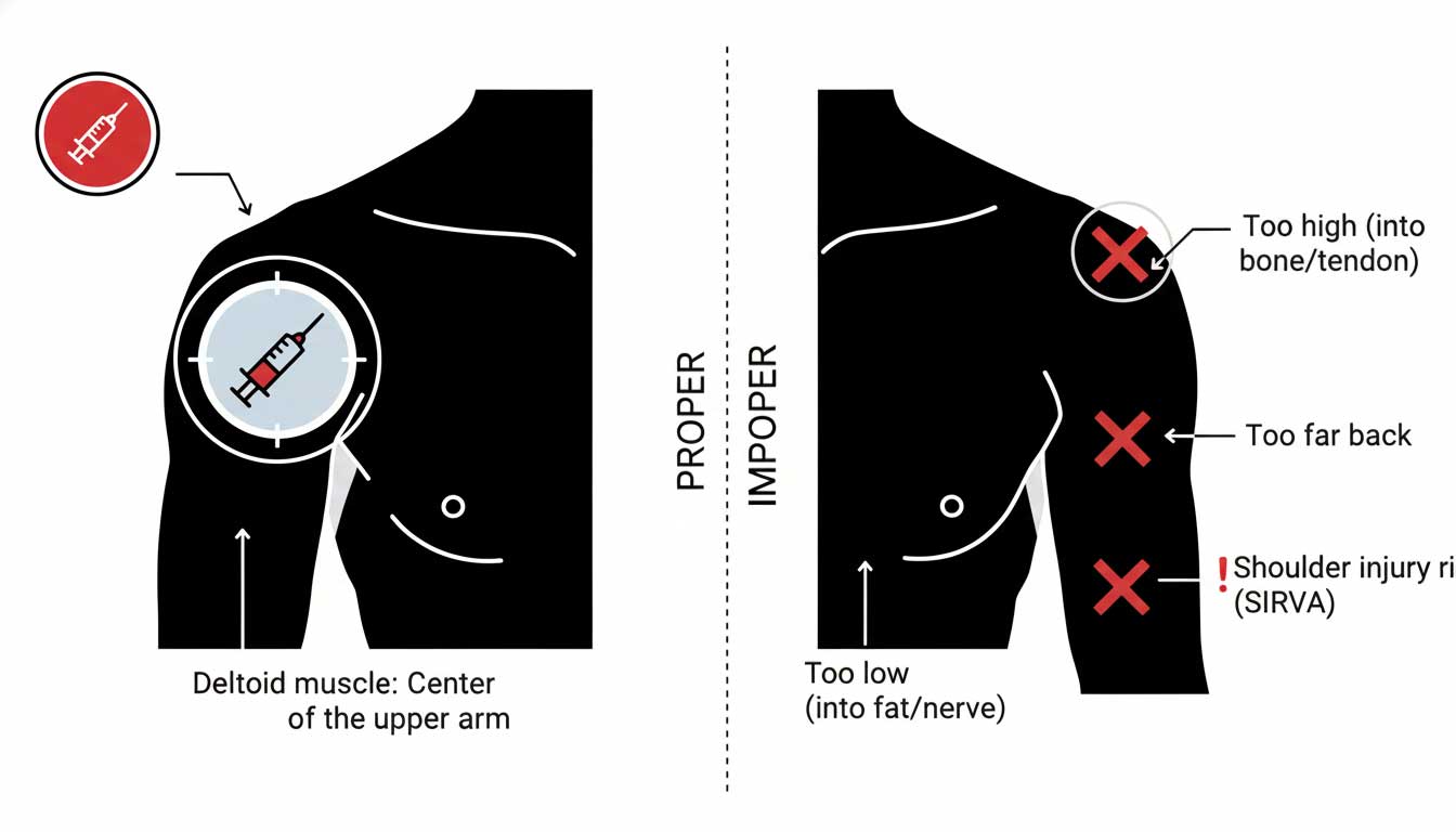 proper vs improper vaccine injection sites